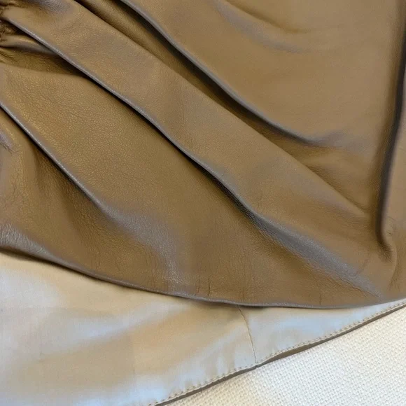 The Mannei Brown Ruched Leather Skirt - Picture 5 of 8